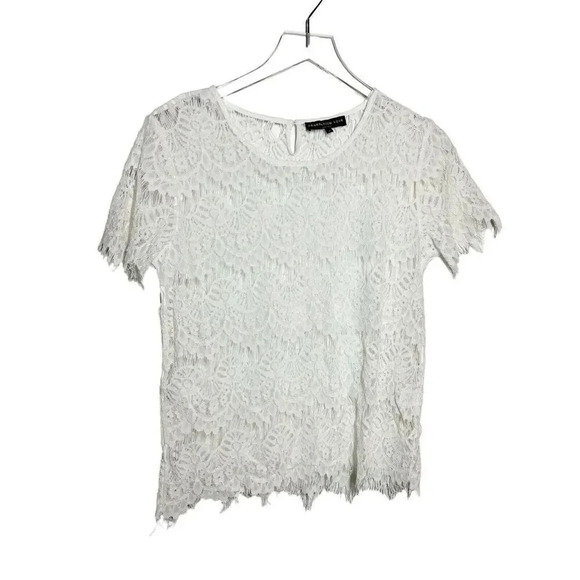 Generation Love Rebecca white  Lace Top  Womens size Medium short sleeves - Picture 1 of 7